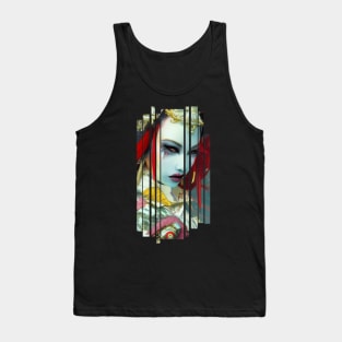 Japanese Geisha Girl Kabuki Demon by Raven Glow Tank Top